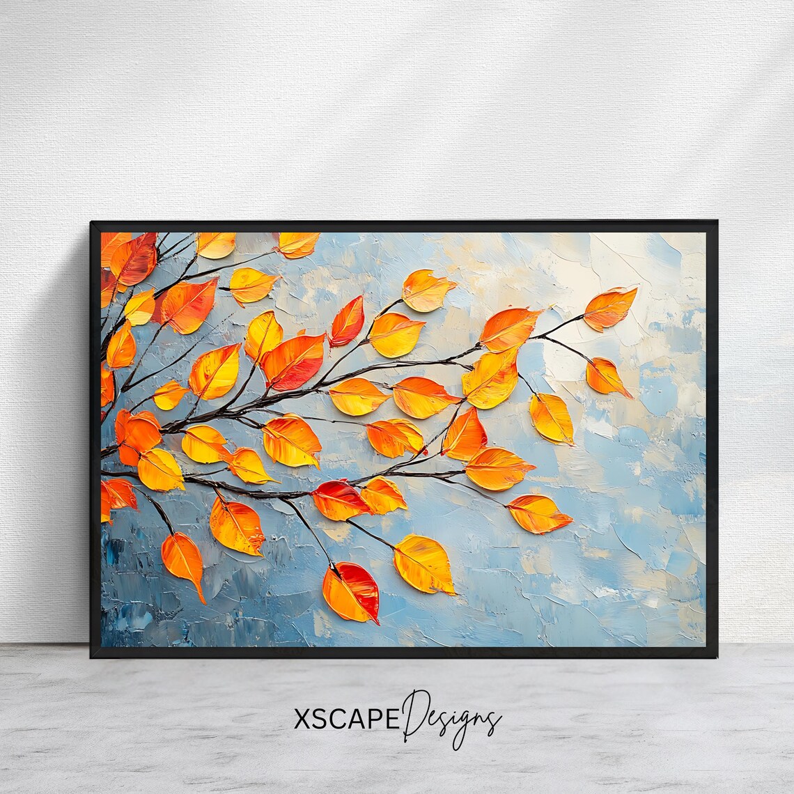 Abstract Autumn Branch, Modern Nature Art