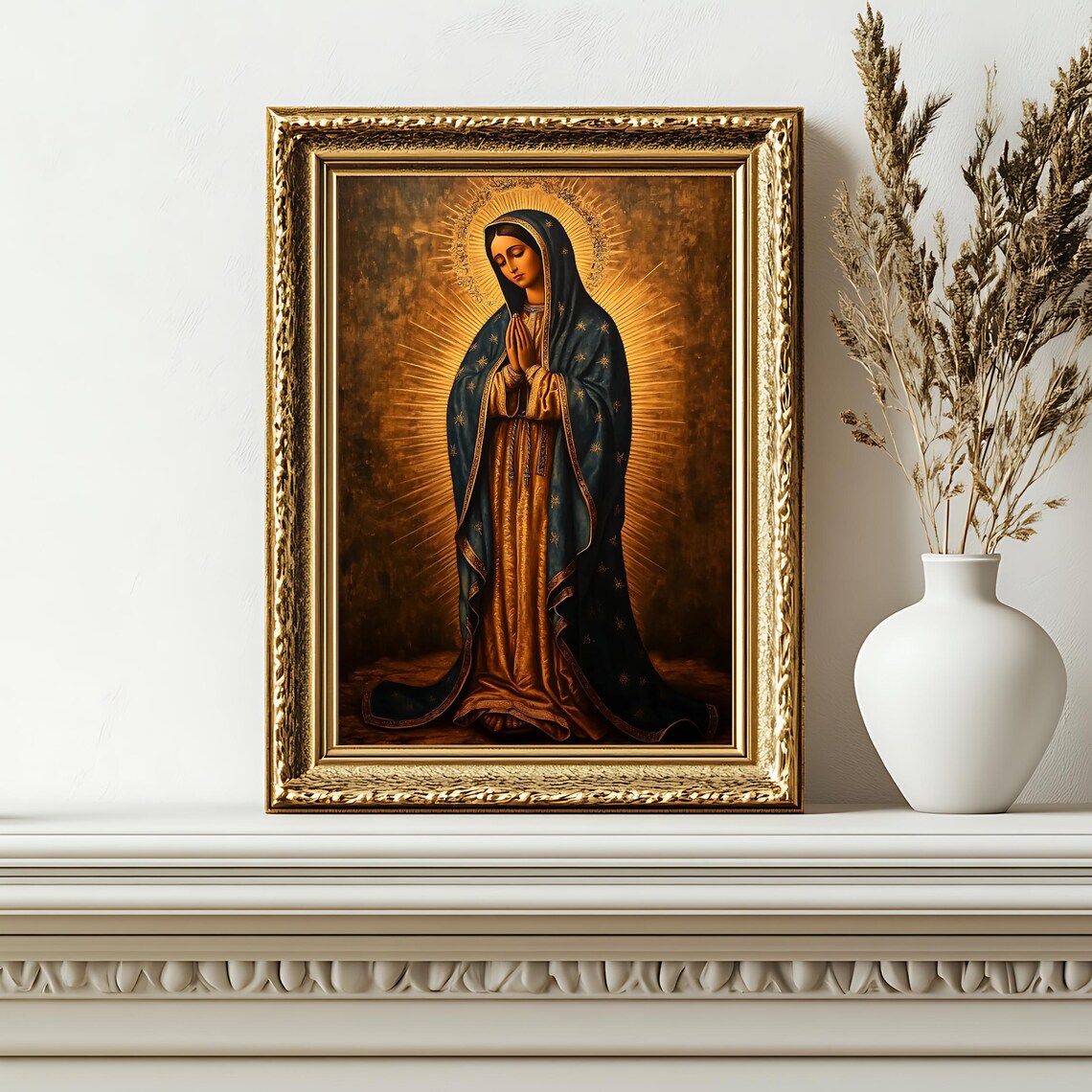 Our Lady of Guadalupe Full Length Radiant Halo Blue Mantle Wall Art - Image 2