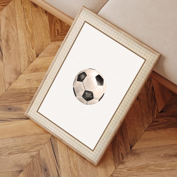 Soccer Ball Wall Art Retro Sports Nursery Print Boys Room Playroom Decor Eclectic Gallery