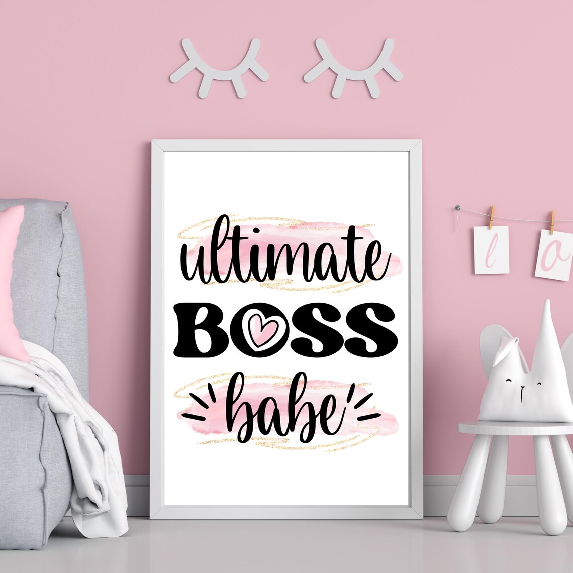 Ultimate Boss Babe Pink Brushstroke Motivational Girl Boss Quote Poster - Image 2