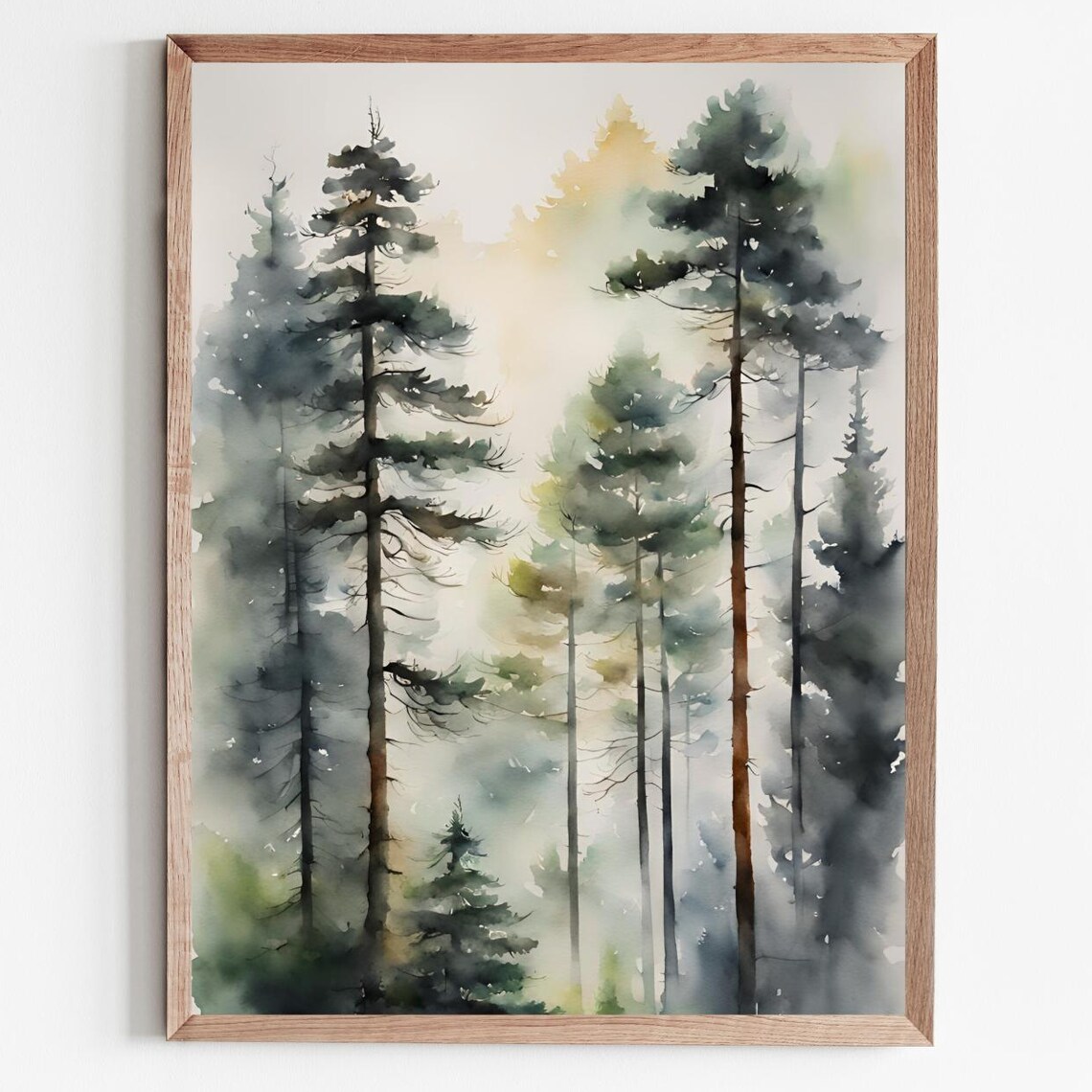 Forest Painting Pine Trees Watercolor Landscape Print