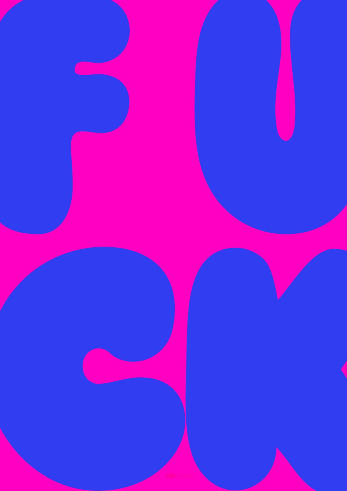 Fuck Funny Retro Bubble Letters Pink Black Typography Poster - Image 2