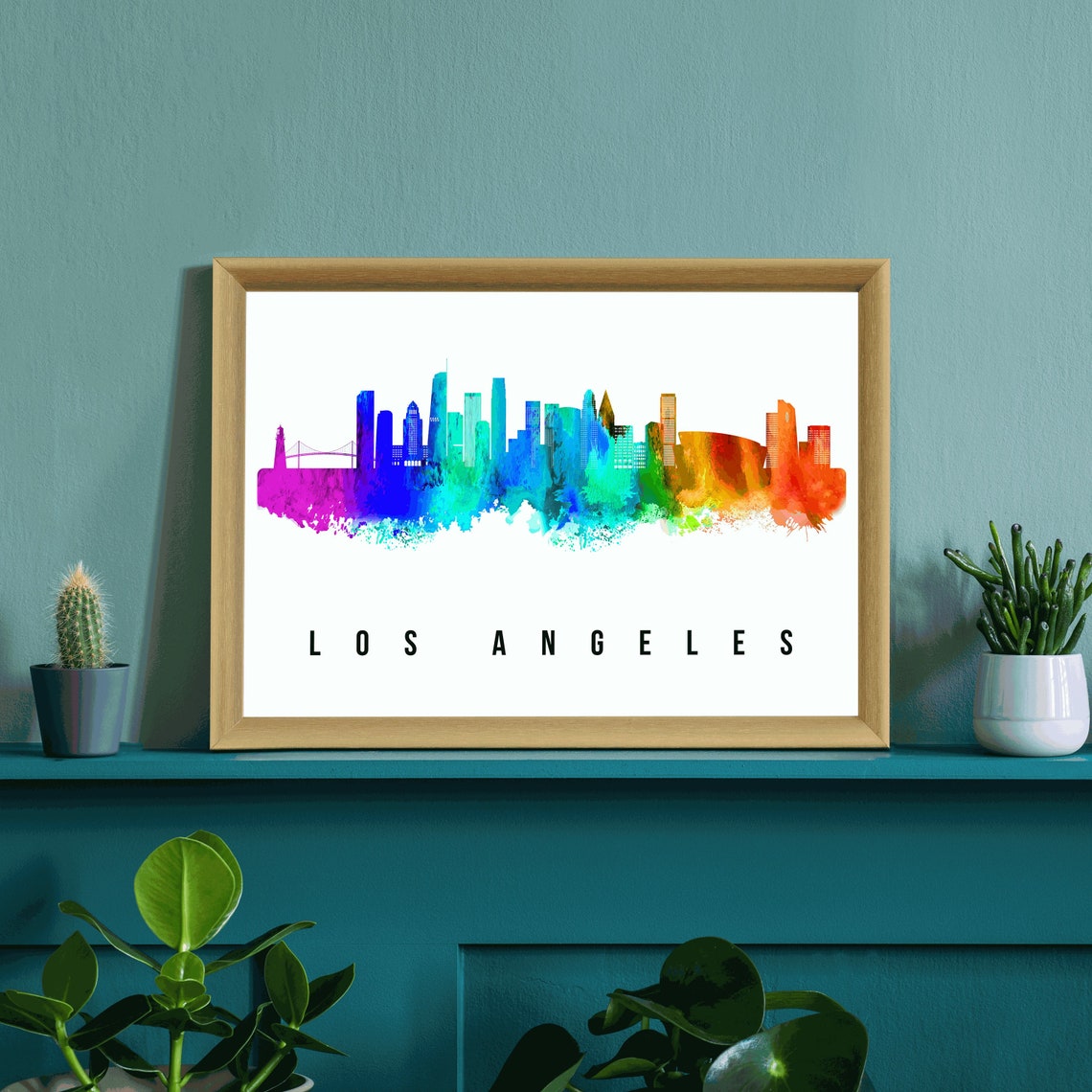 Los Angeles California Poster Los Angeles California Cityscape Painting Landmark And Cityscape Print Home And Office Wall Art - Image 3