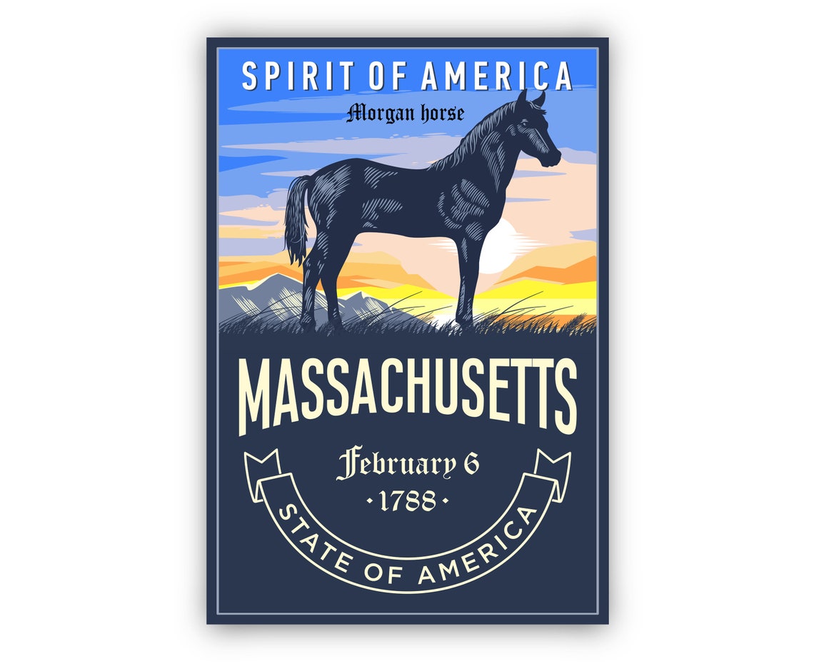 Massachusetts Morgan Horse Sunset Spirit of America Wall Art Poster - Image 2