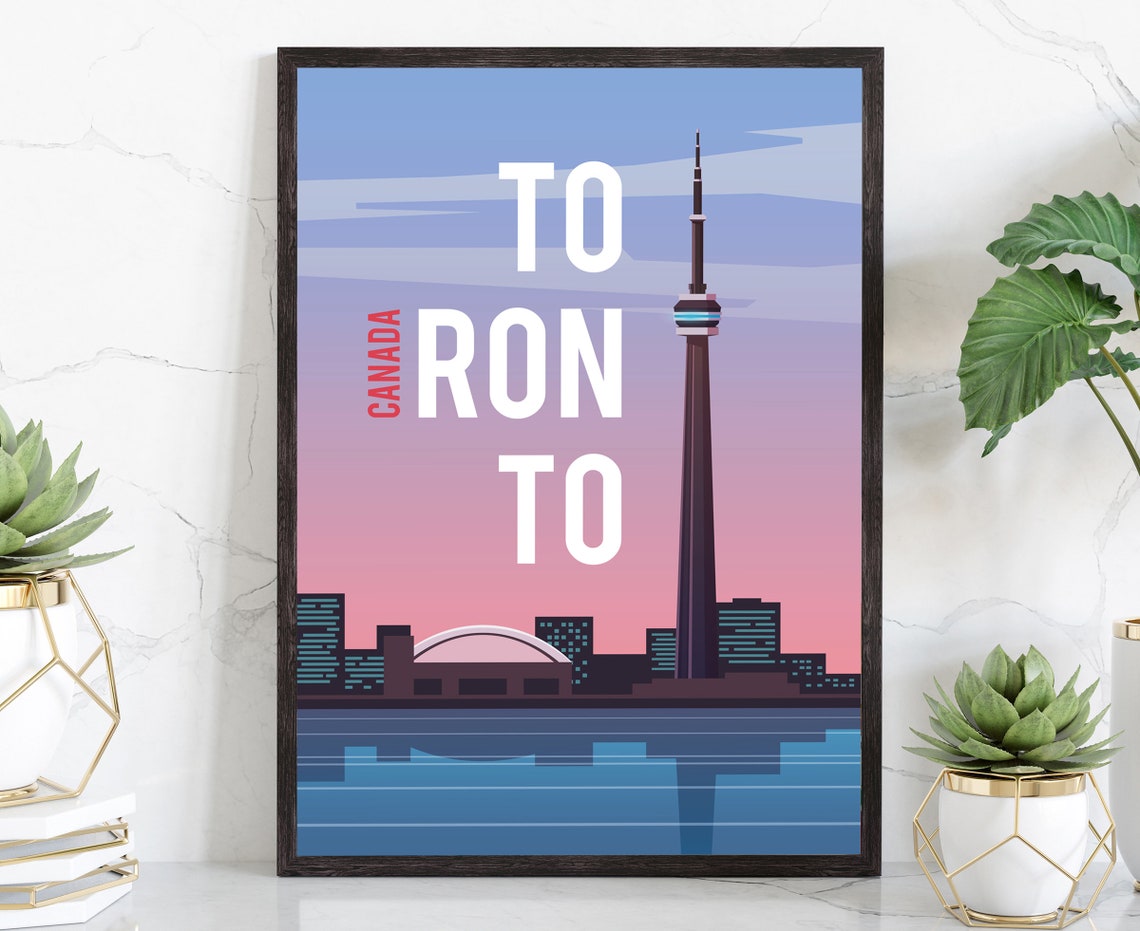 Toronto Canada CN Tower Sunset Skyline City View Travel Poster