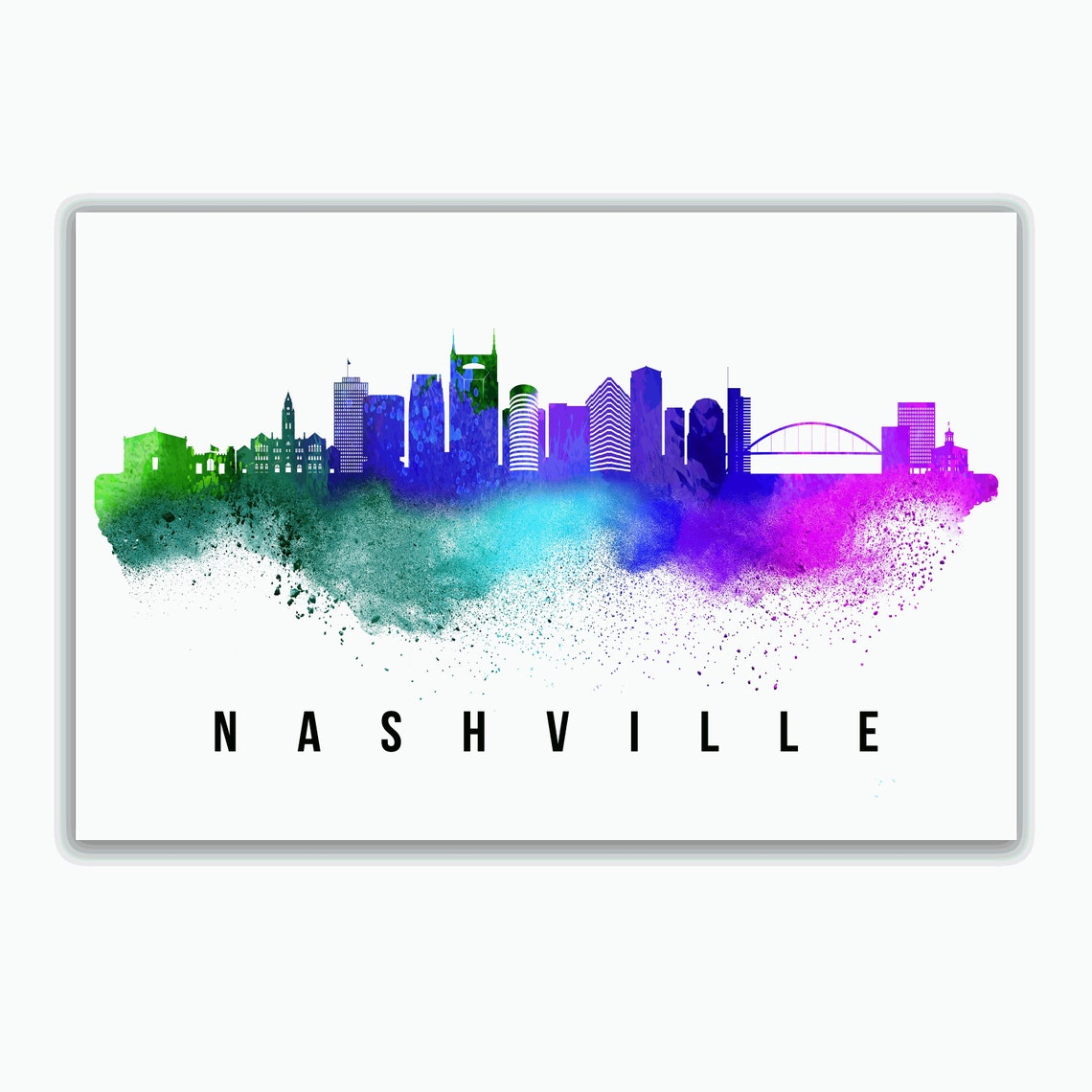 Nashville Tennessee Poster Nashville Tennessee Cityscape Painting Tennessee Landmark Print Home Wall Art Office Wall Decoration - Image 2