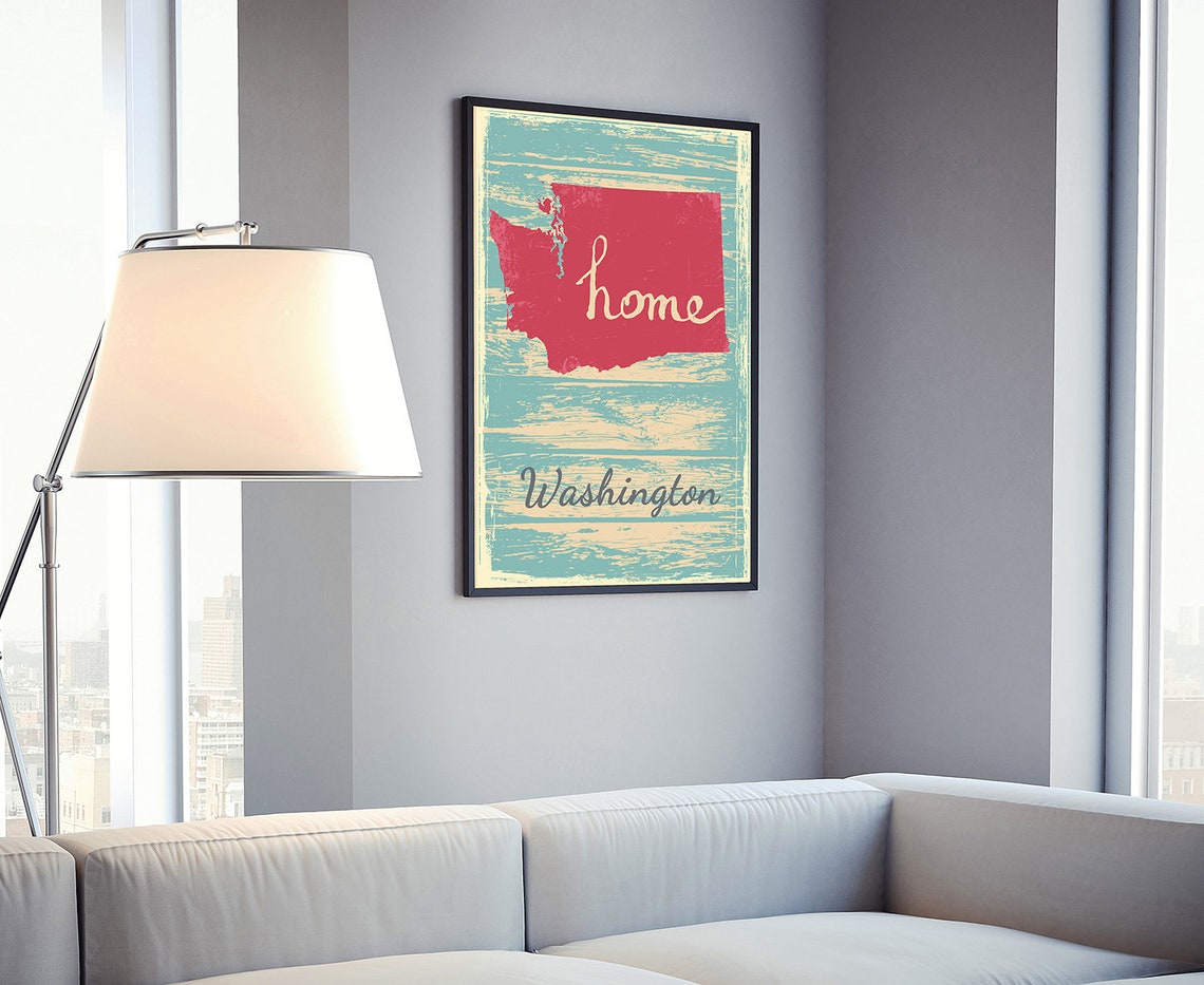 Washington Retro Home Script Vintage Distressed Wood Wall Art - Image 4