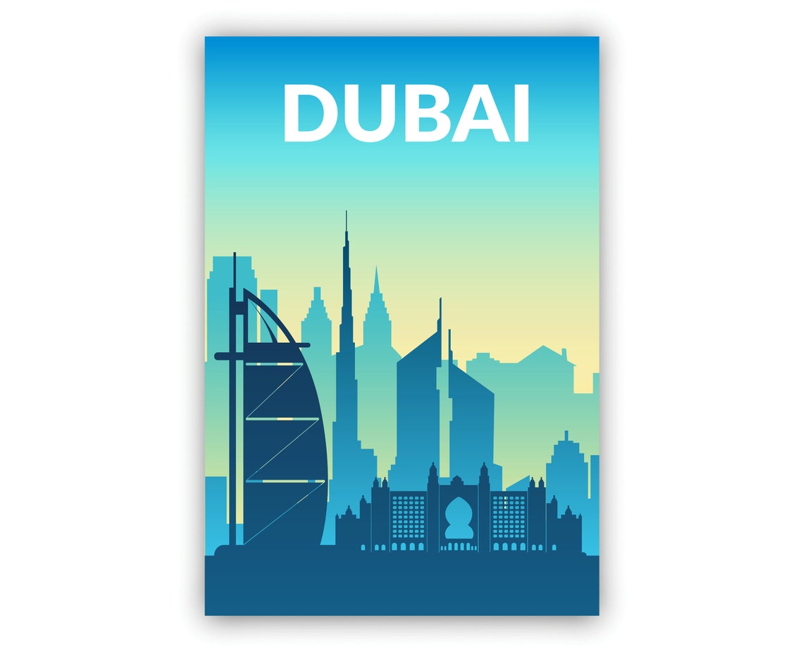 Dubai UAE Burj Khalifa Skyline Minimalist Modern City Travel Poster - Image 2