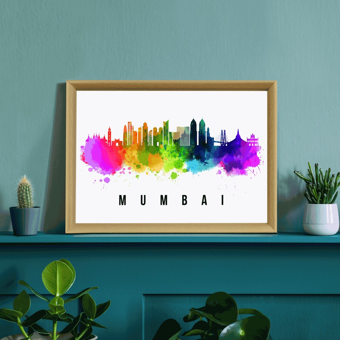 Mumbai India Gateway Of India Rainbow Watercolor Travel Poster - Image 2