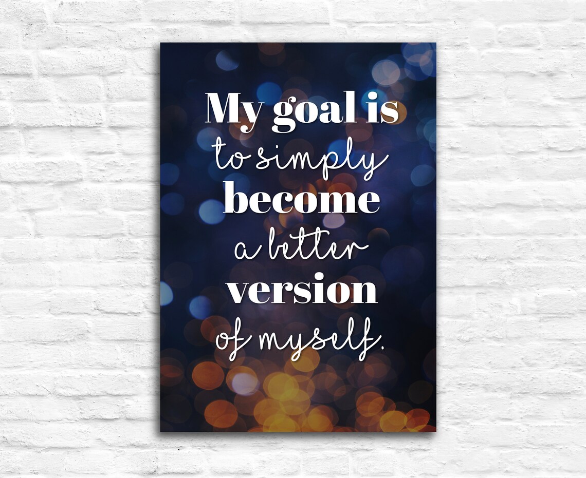 Better Version Of Myself Quote Golden Bokeh Night Lights Motivational Poster - Image 2