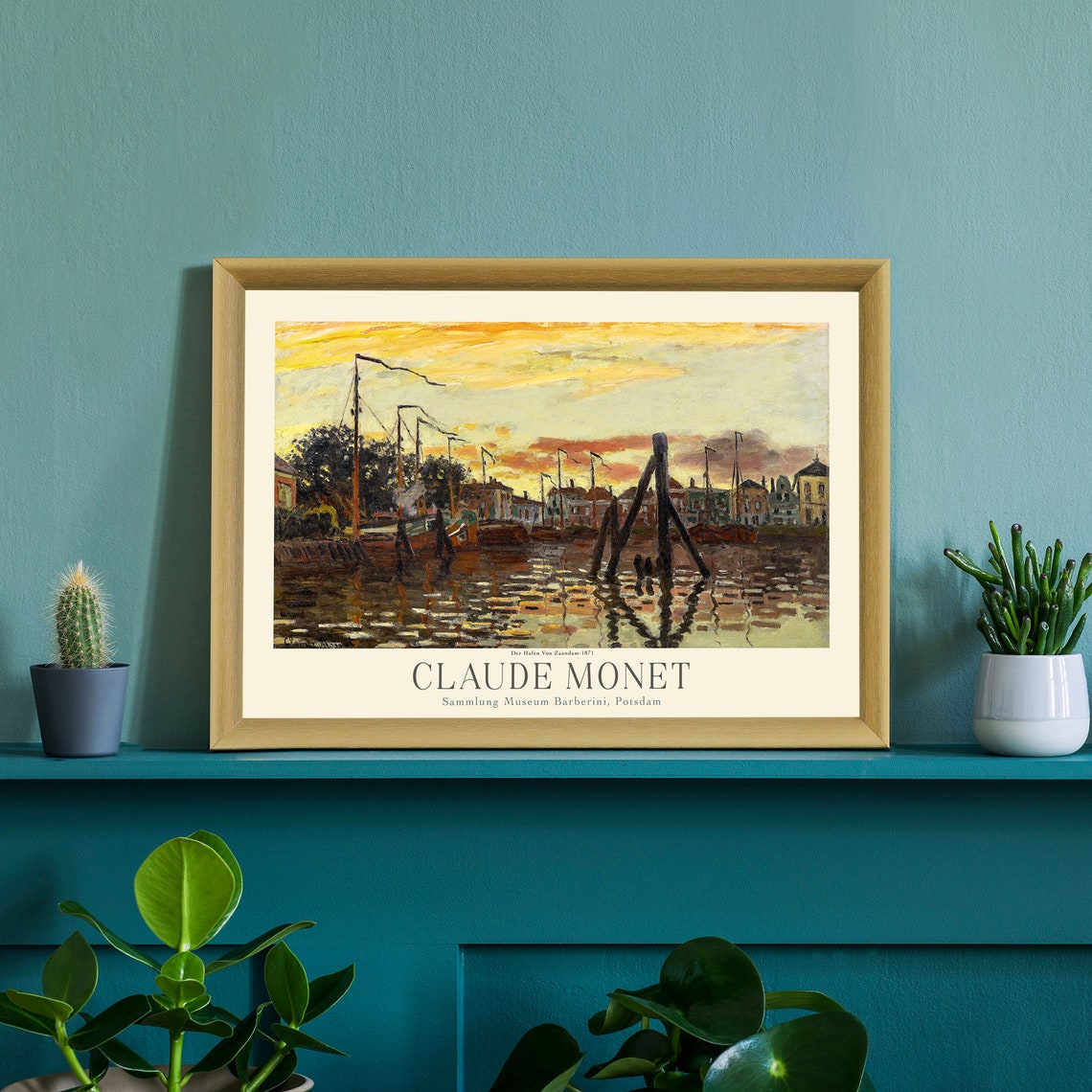 Claude Monet Zaandam Harbor Sunset Ship Masts Vintage Art Poster - Image 3
