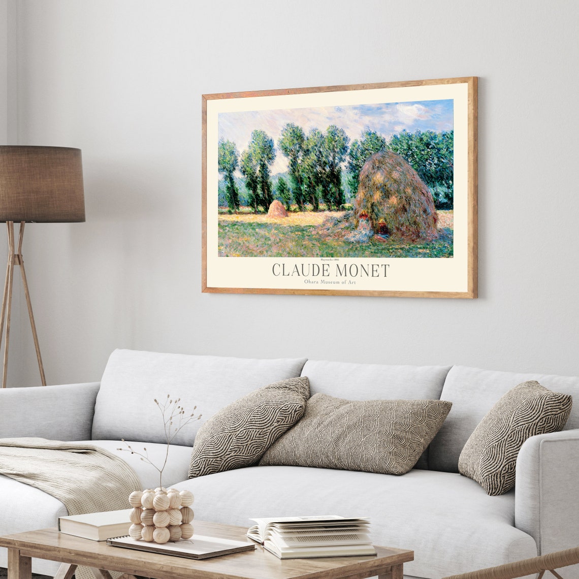 Claude Monet Haystacks 1885 Golden Field Poplars Vintage Art Poster - Image 4