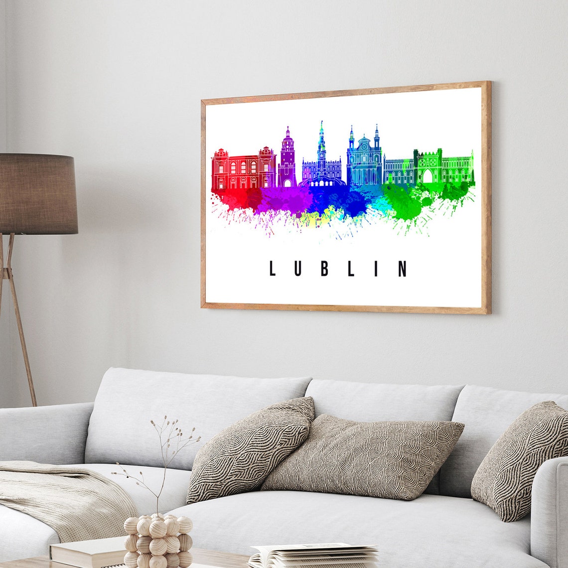 Lublin Poland Krakow Gate Cathedral Watercolor Skyline Poster - Image 3