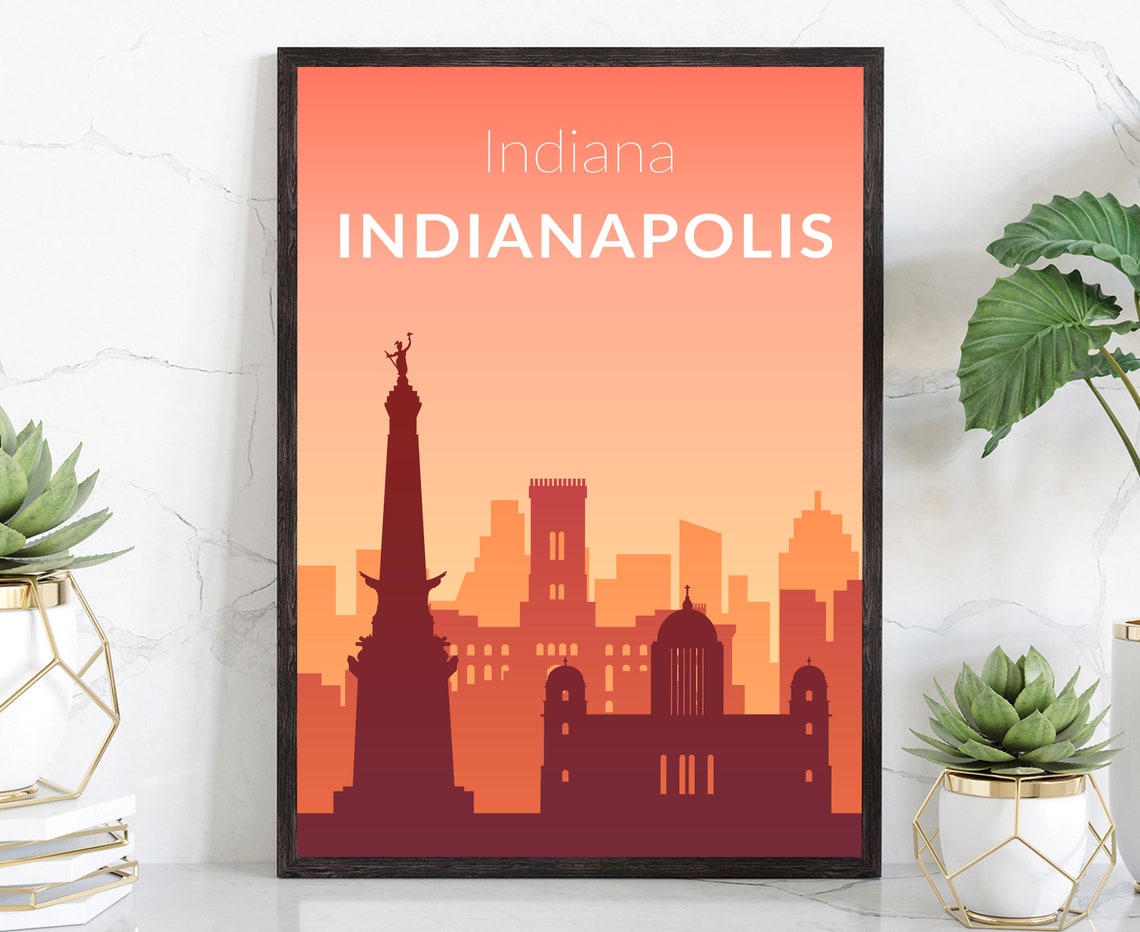 Solid Color Us Cities Poster Indiana Indianapolis Solid Color Modern Poster Print Modern State Poster For Office And Home Decoration