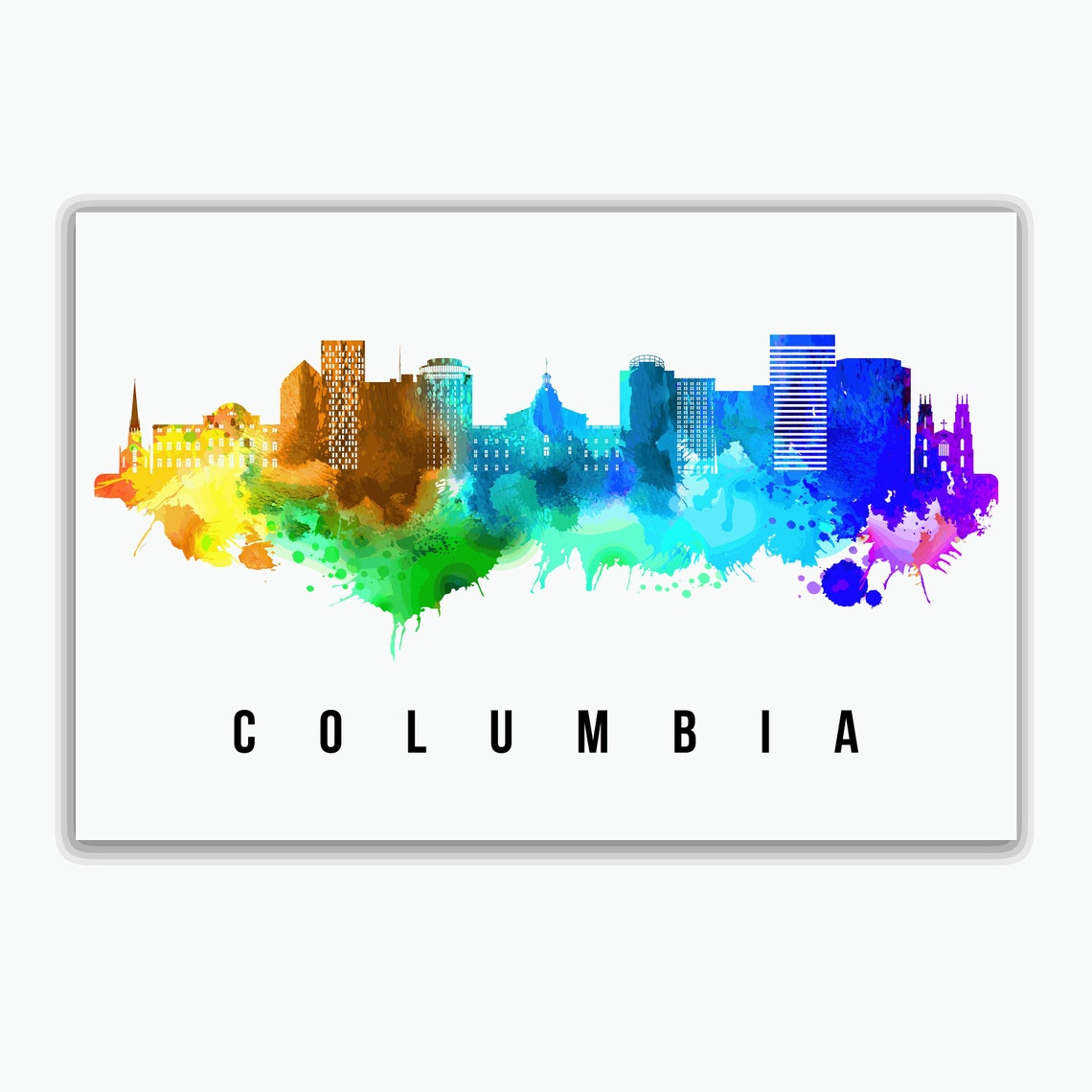 Columbia Skyline Poster South Carolina Cityscape Painting Poster Columbia South Carolina Cityscape And Landmark Print Housewarming Gifts - Image 2