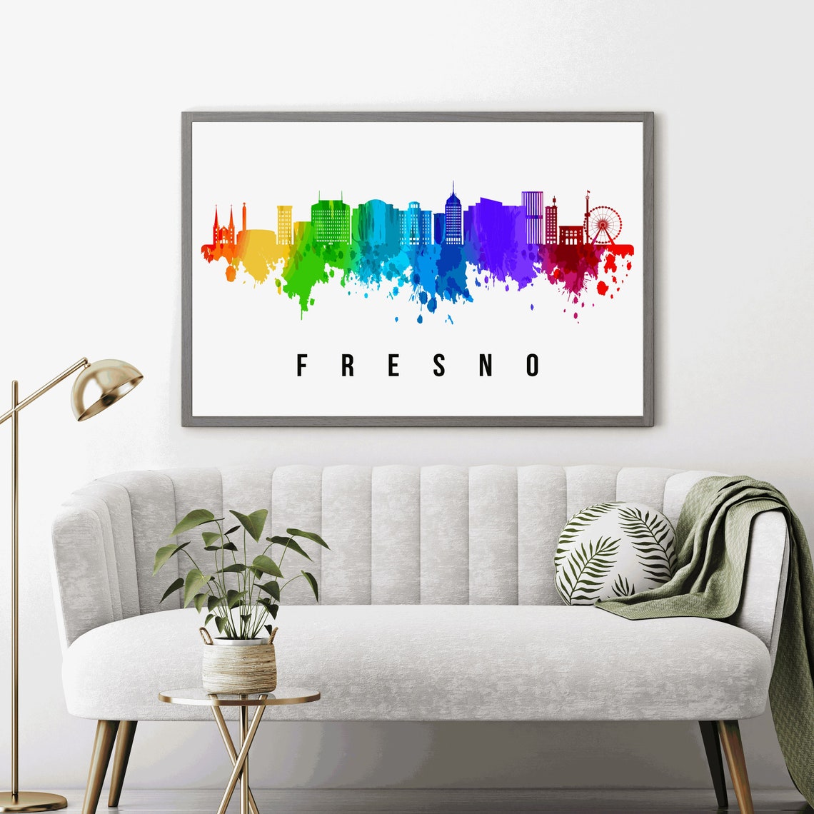 Fresno Skyline California Poster California Cityscape Painting Fresno California Poster Cityscape And Landmark Print Home Wall Art - Image 3