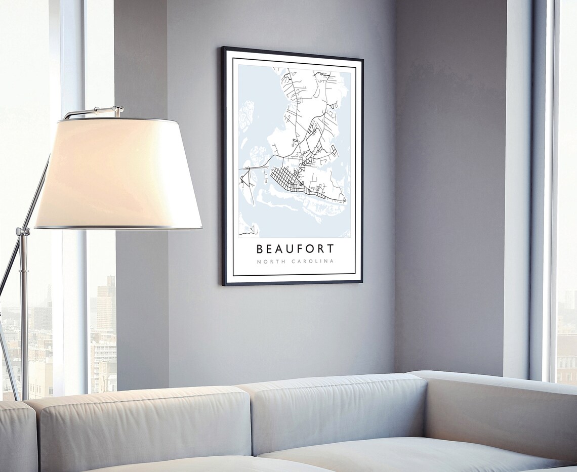 Beaufort North Carolina Minimalist Street Road Map Wall Art Print - Image 4