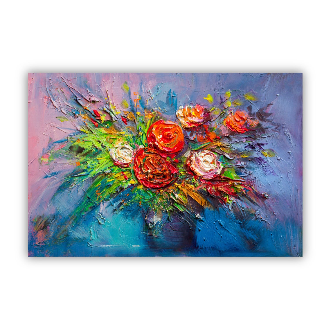 Flowers Oil Painting Flowers Still Life Poster Prints Flower Painting Prints Floral Texture Oil Painting Home Office Wall Art Decoration - Image 2
