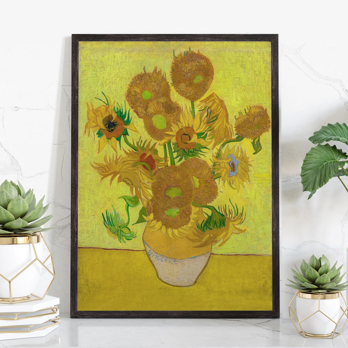 Van Gogh Sunflowers Oil Painting Floral Still Life Art Print Poster