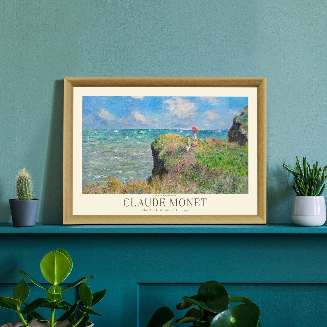 Claude Monet Cliff Walk at Pourville 1882 Museum Exhibition Wall Art Poster - Image 3
