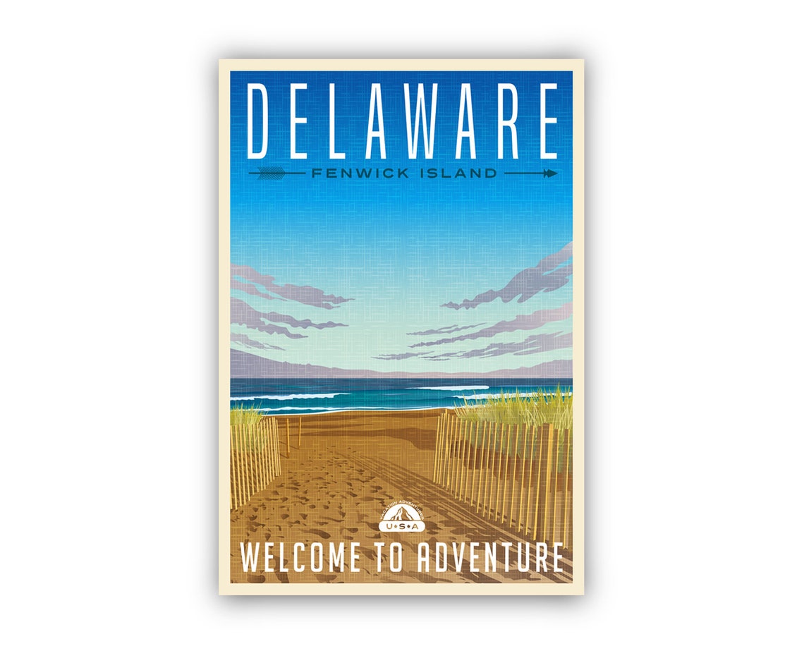 Delaware Fenwick Island Beach Dunes Welcome to Adventure Travel Poster - Image 2