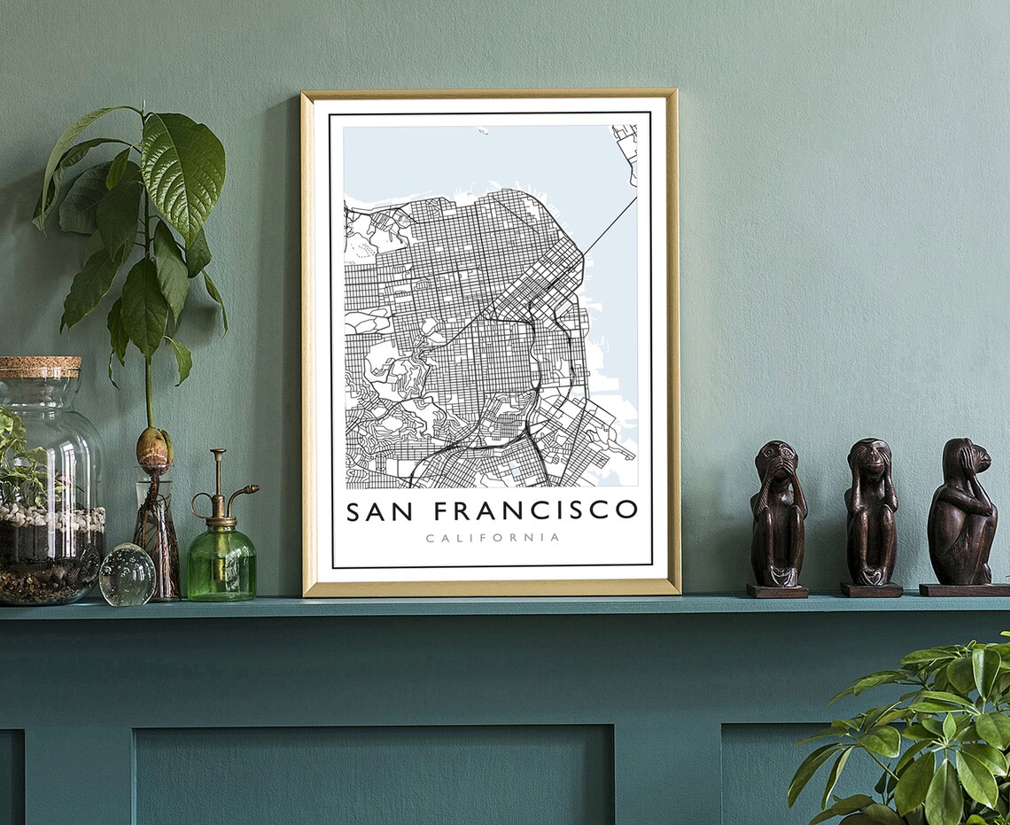 San Francisco California Minimalist Street Map City Art Poster - Image 3
