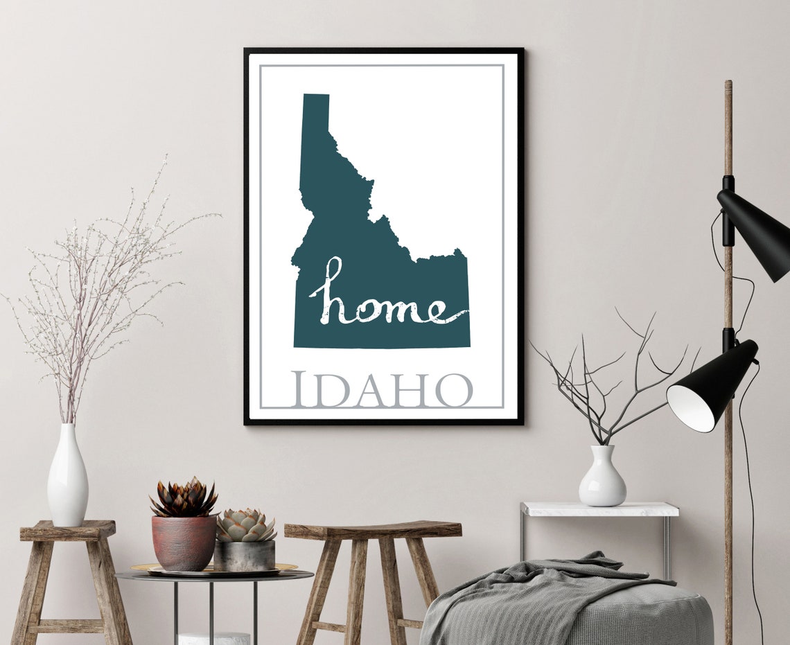 Idaho Modern Home State Silhouette Teal Map Wall Art Print Poster - Image 3