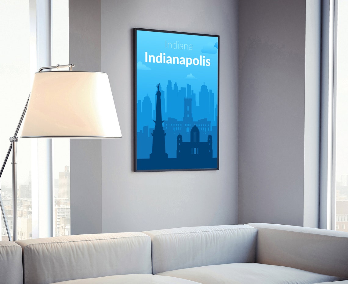 Solid Color Us Cities Poster Indiana Indianapolis Solid Color Modern Poster Print Modern State Poster For Office And Home Decoration - Image 4