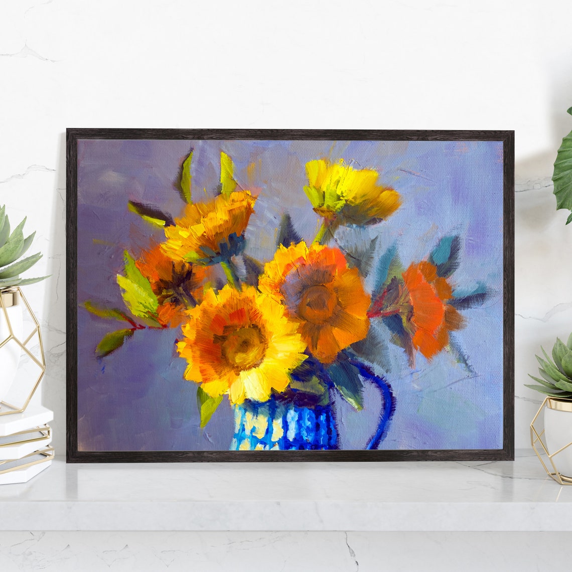 Flowers Oil Painting Flowers Still Life Poster Prints Flower Painting Prints Floral Texture Oil Painting Home Office Wall Art Decoration