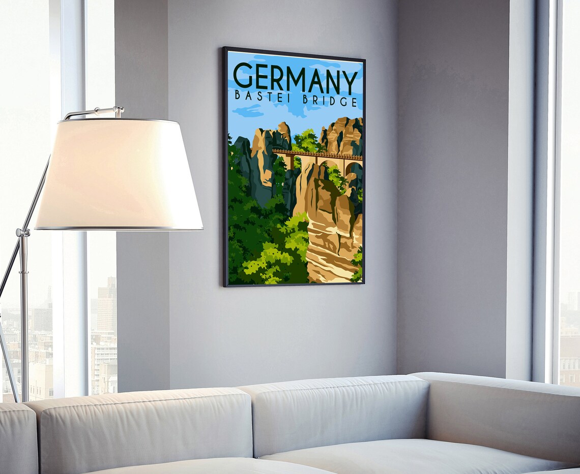 Bastei Bridge Germany Saxon Switzerland National Park Travel Poster - Image 4