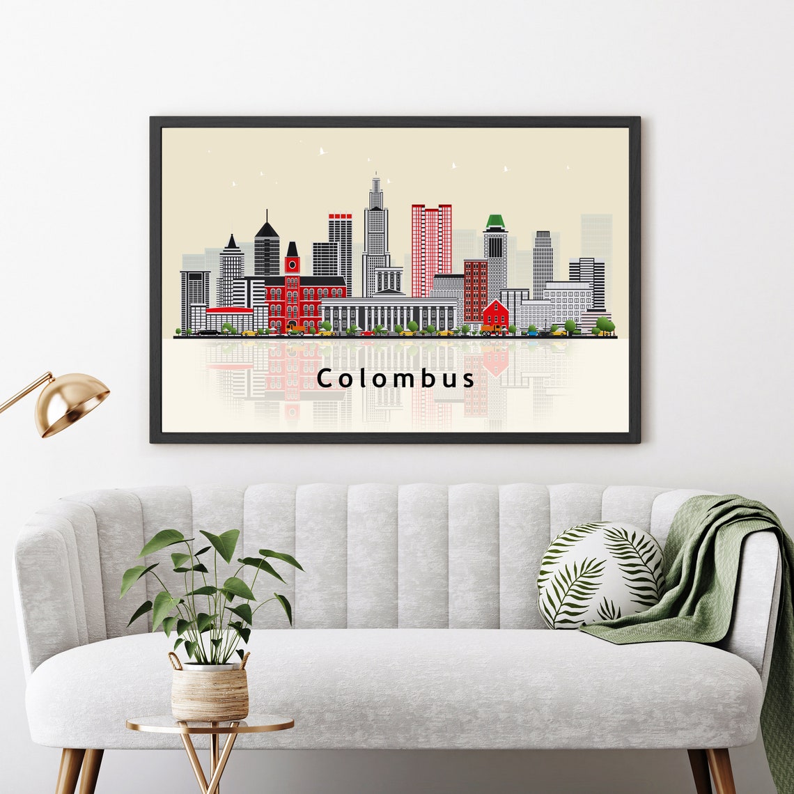 Colombus Ohio Downtown Skyline Vector Illustration City Poster - Image 3