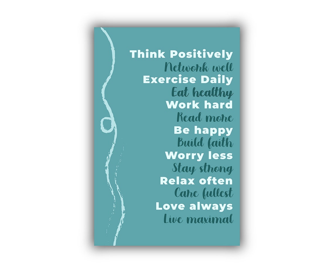 Think Positively Daily Affirmations List Motivational Quote Poster - Image 2