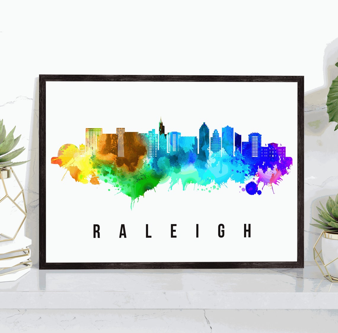Raleigh Skyline North Carolina Poster North Carolina Cityscape Painting Raleigh North Carolina Poster Cityscape And Landmark Print