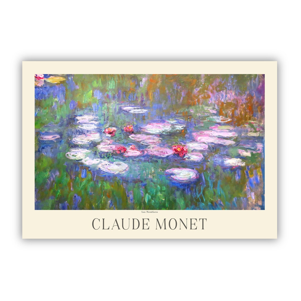 Claude Monet Water Lilies Pink Blossom Pond Impressionist Art Poster - Image 2