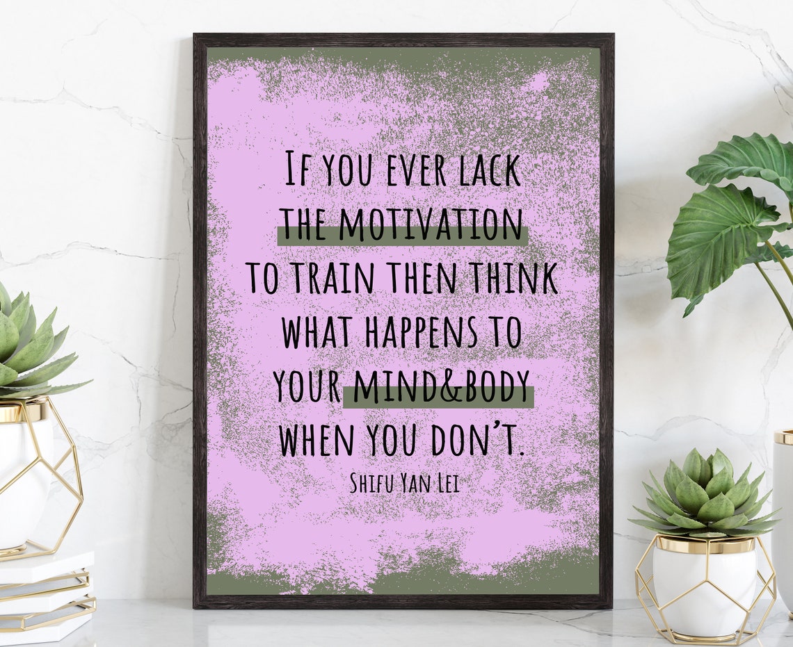 Shifu Yan Lei Train Quote Pink Paint Splatter Gym Motivational Poster