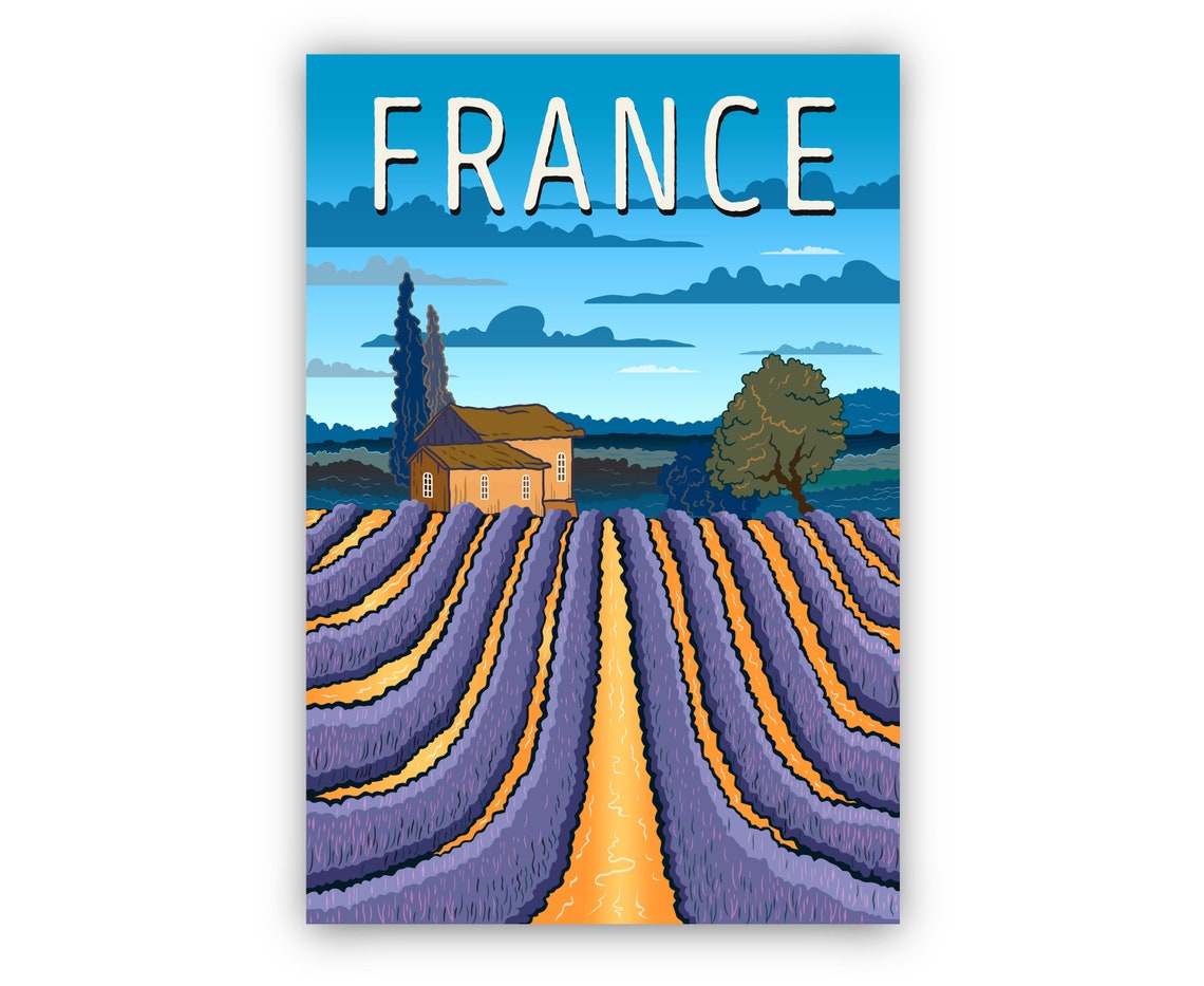 France Lavender Garden Poster Print France Travel Poster France Cityscape Poster Landmark Poster Wall Art Home Wall Art Office Wall Art - Image 2