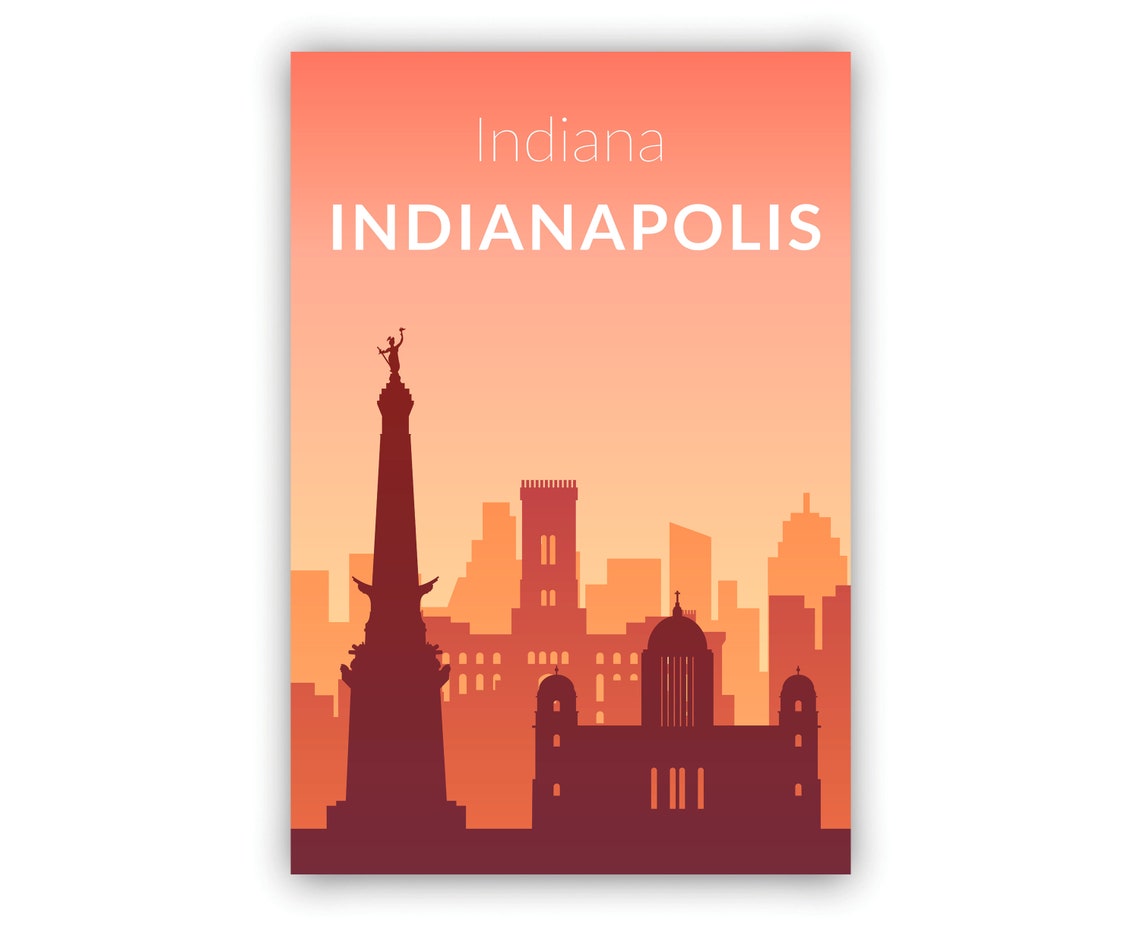 Solid Color Us Cities Poster Indiana Indianapolis Solid Color Modern Poster Print Modern State Poster For Office And Home Decoration - Image 2
