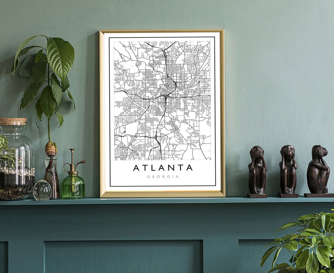 Atlanta Georgia City Street Map Poster Modern Minimalist Wall Art - Image 3