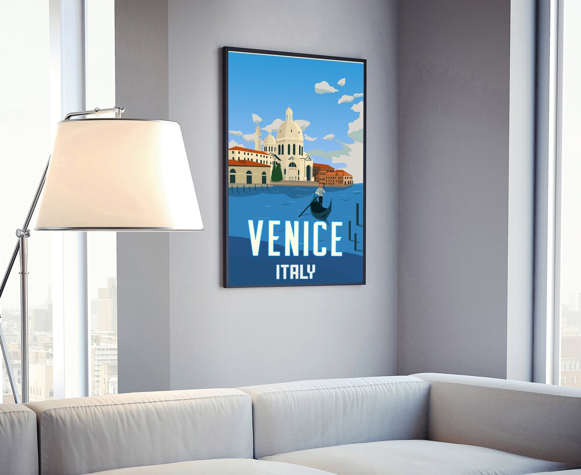 Venice Italy Gondola Basilica Della Salute Vintage Canal Travel Poster - Image 4