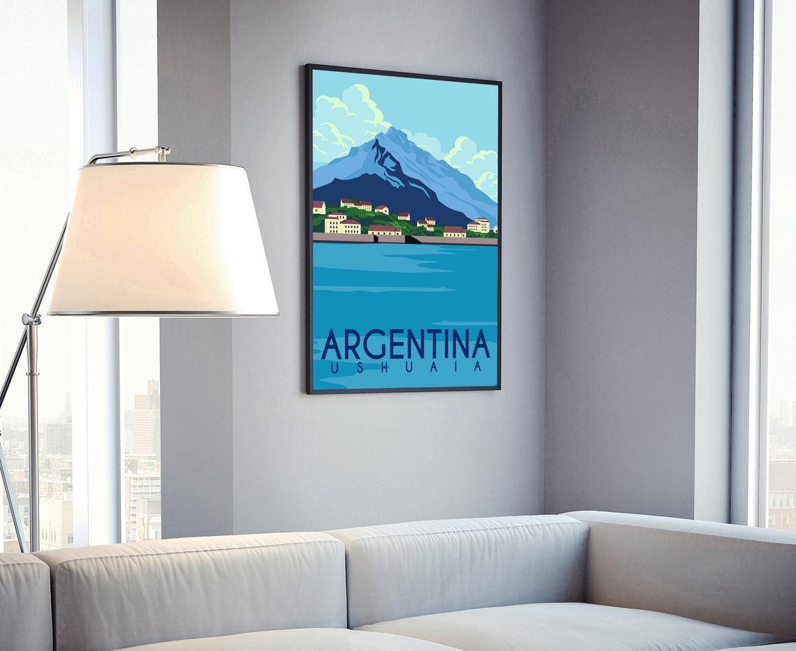Ushuaia Argentina Harbor Town Mountain Base Retro Travel Poster Print - Image 4
