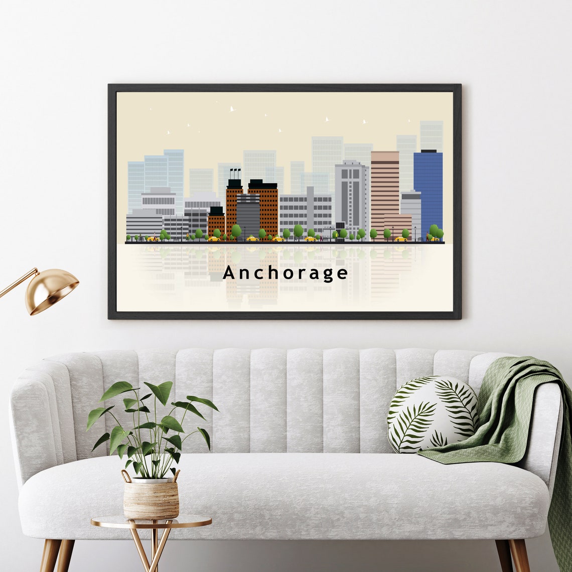 Anchorage Alaska Downtown Skyline Vector Illustration City Poster - Image 3