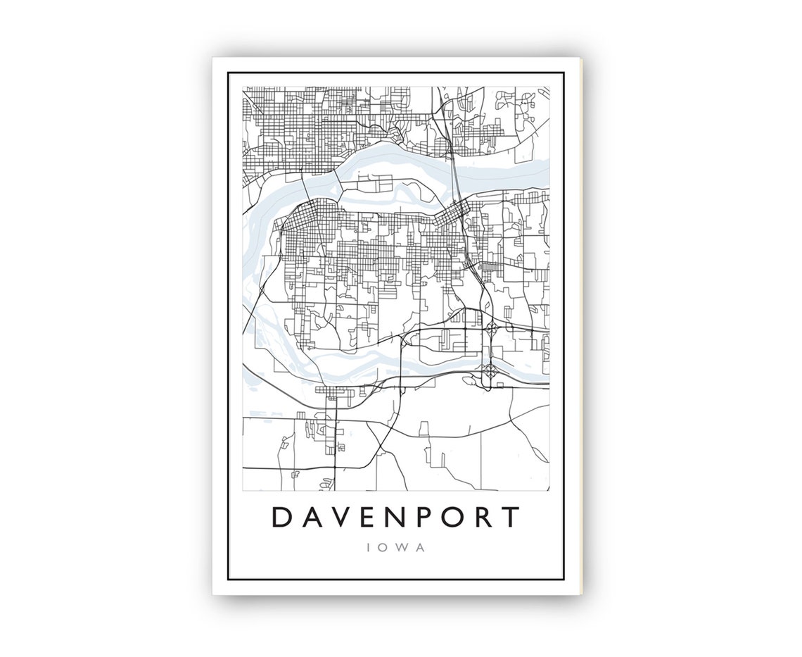 Davenport Iowa City Map Iowa City Road Map Poster City Street Map Print Modern Us City Map Home Art Decoration Office Wall Art Print - Image 2