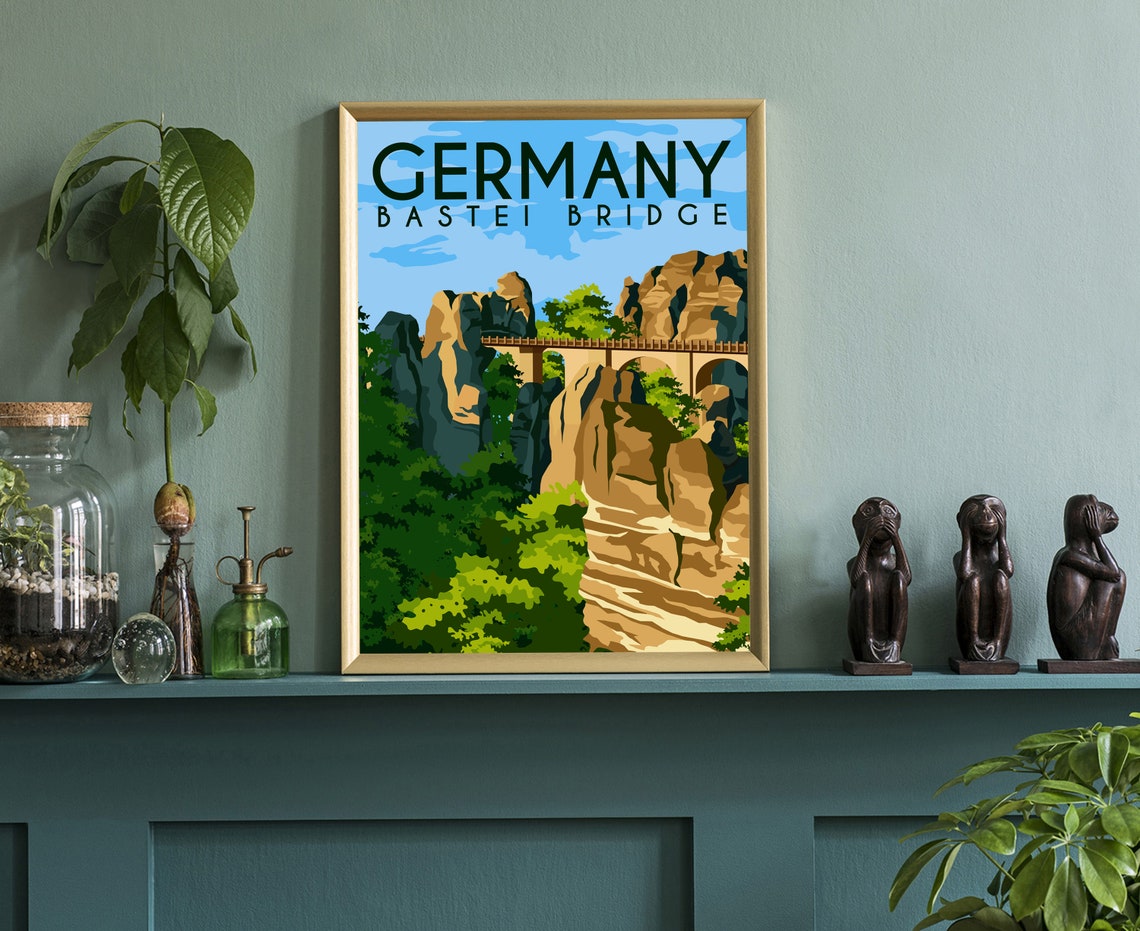 Bastei Bridge Germany Saxon Switzerland National Park Travel Poster - Image 3