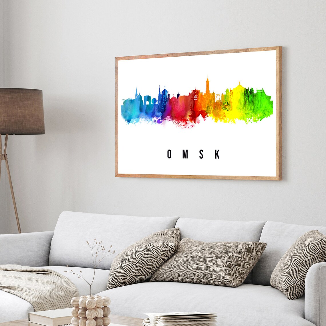 Omsk Russia Watercolor Silhouette Skyline Church Domes Poster - Image 3