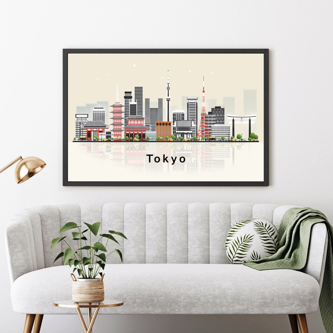Tokyo Japan Tower Skytree Senso-ji Flat Vector Skyline Travel Poster