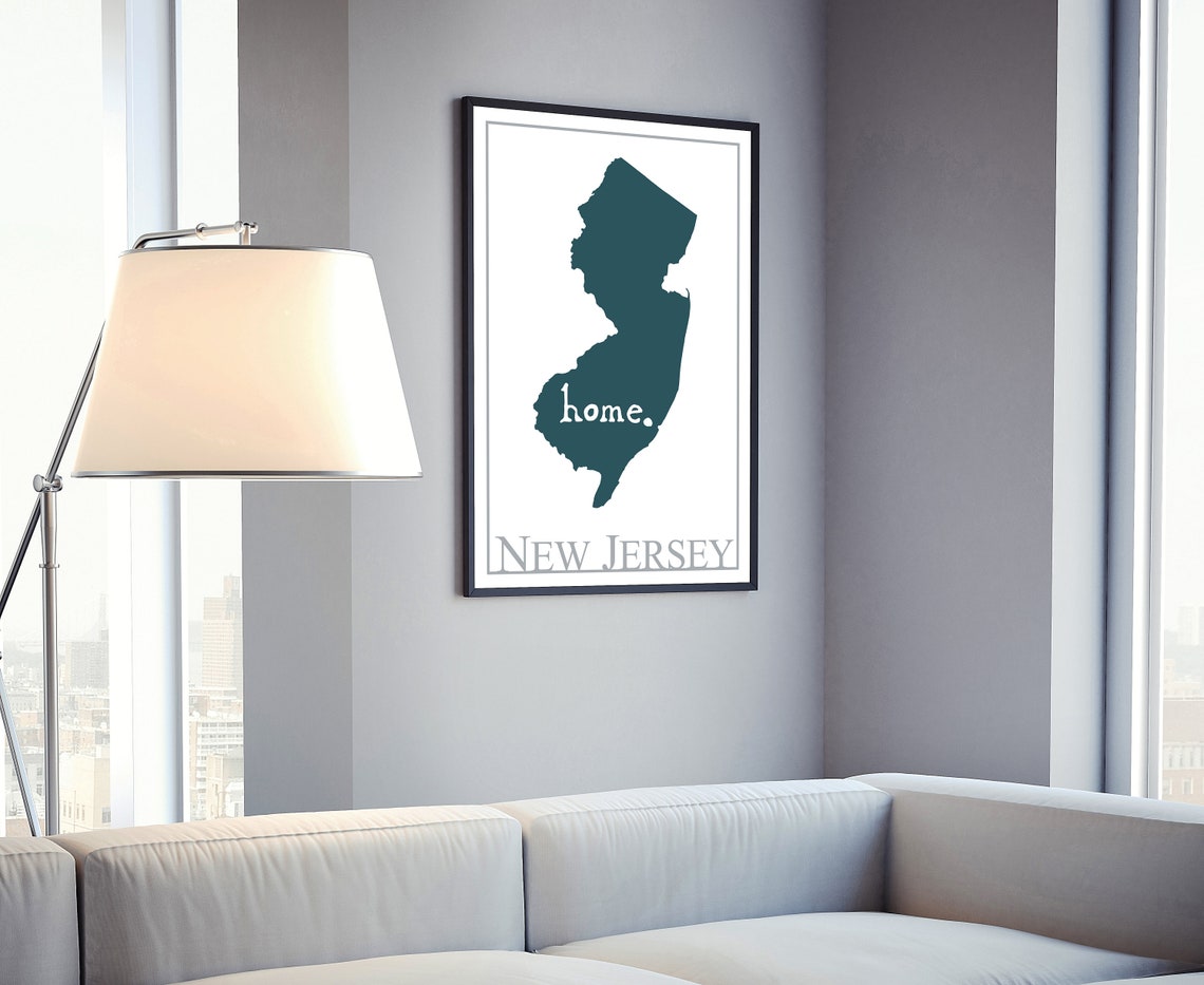 New Jersey Home State Map Silhouette Minimalist Modern Wall Art Poster - Image 4
