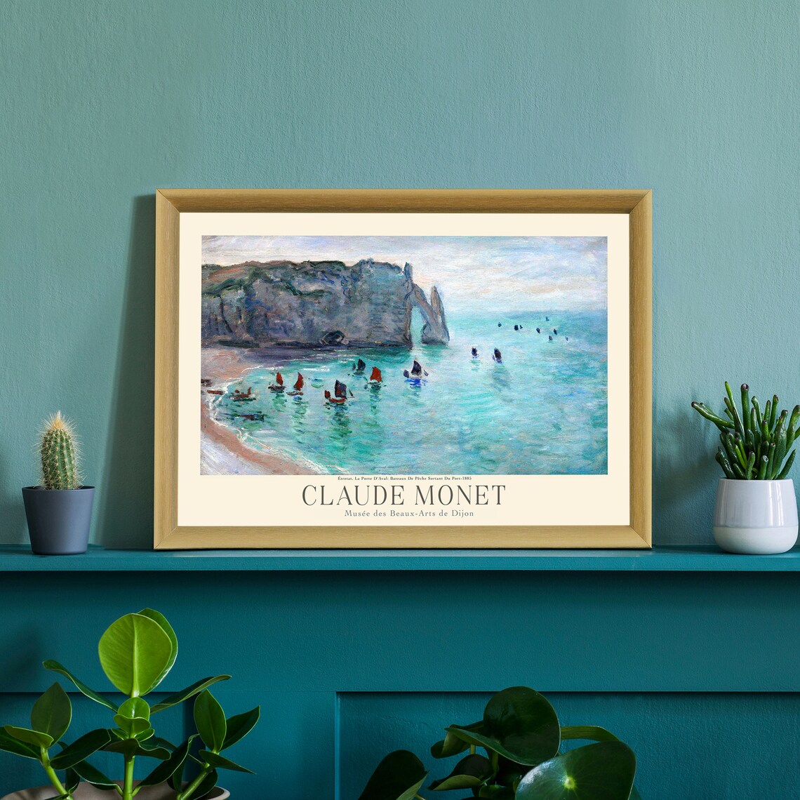 Claude Monet Etretat Porte d'Aval Arch Fishing Boats Art Poster - Image 3