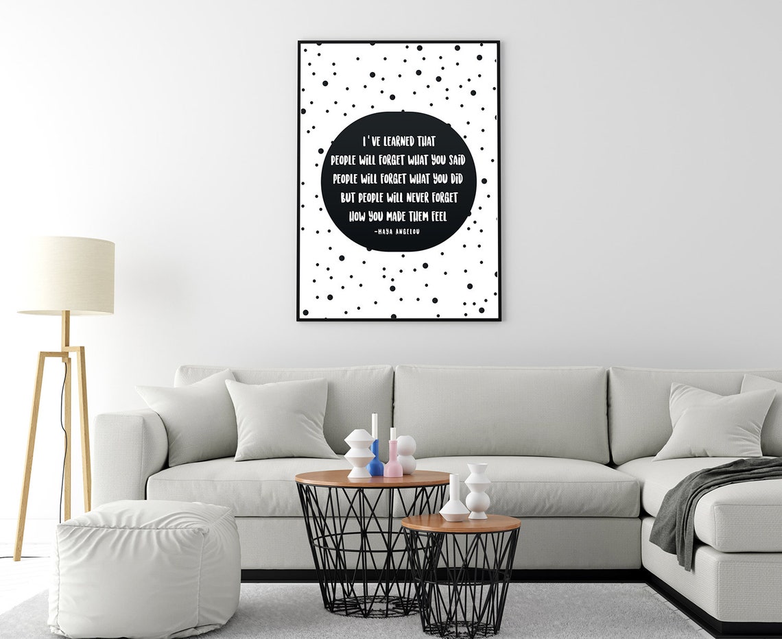 Maya Angelou Kindness Quote Black White Dots Typography Poster - Image 4