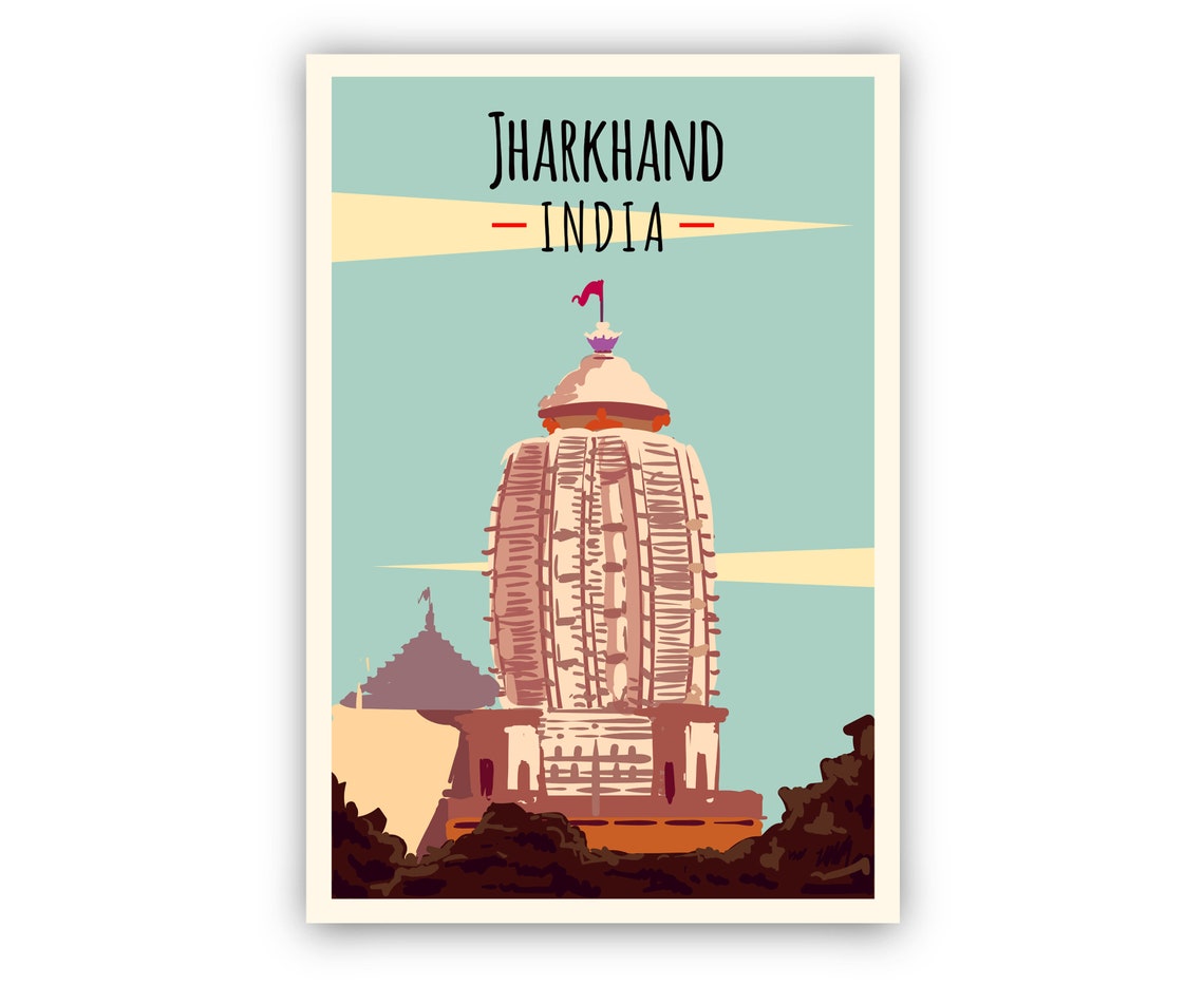 Jharkhand India Ancient Temple Tower Sacred Landmark Travel Poster - Image 2