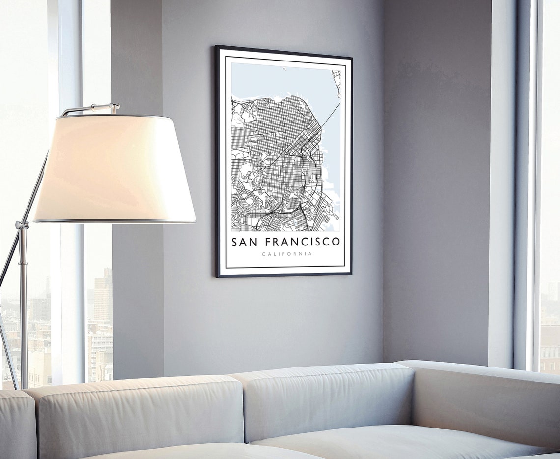 San Francisco California Minimalist Street Map City Art Poster - Image 4
